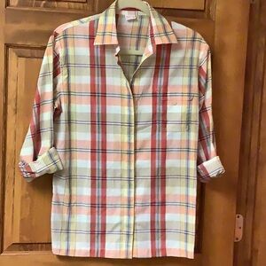 Vintage Halston III Plaid Button Down
